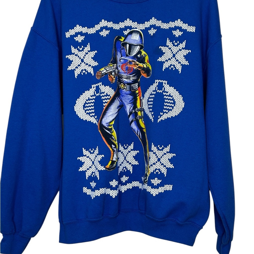 Blue Christmas Sweatshirt G. I. Joe Cobra Commander Men's Large Gildan